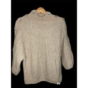 ba&sh Rhinestone Embellished Button Shoulder Sweater